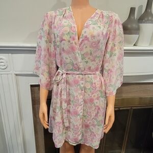 Oscar de la Renta Pink label floral Wrap dress/robe.